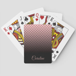 Black and Rose Dots Pattern Playing Cards