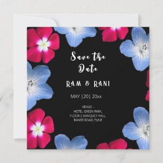 Black and rose flower save the date