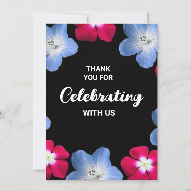 Black and rose flower  thank you card (Front)