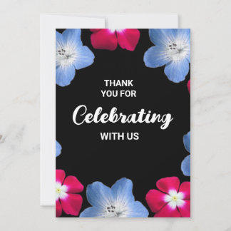 Black and rose flower thank you card