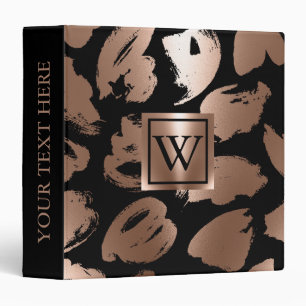 Black and Rose Gold Abstract Brush Binder