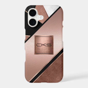Black and Rose Gold Abstract Monogram