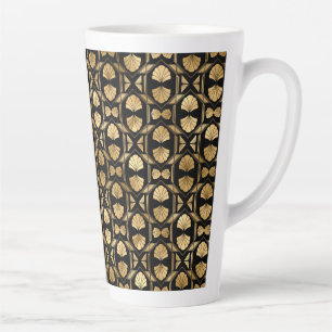  Black and Rose Gold Art Deco Large Latte Mug
