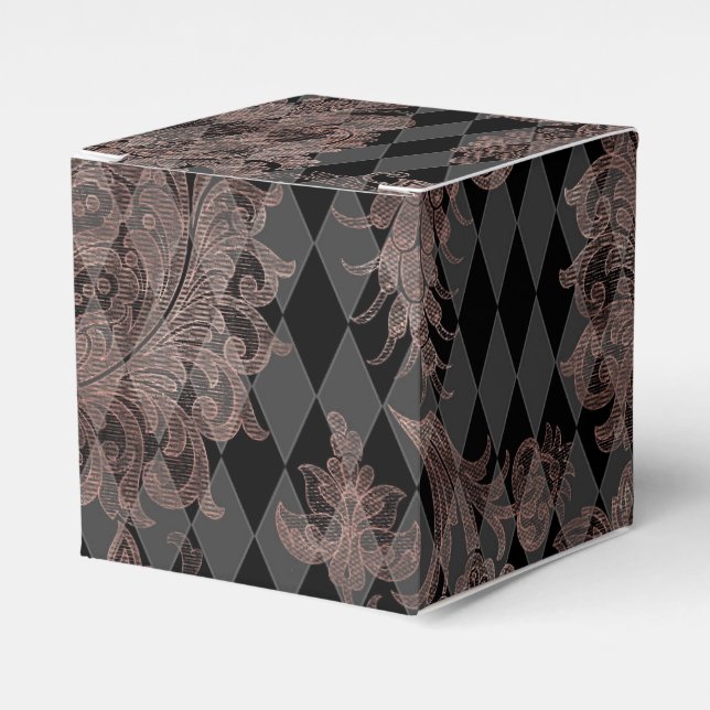 Black and Rose Gold Favor Box (Front Side)