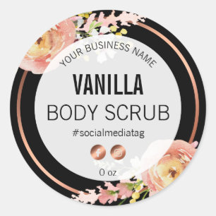 Black And Rose Gold Floral Product Labels