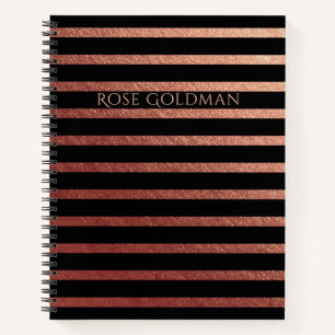 Black and Rose Gold Foil Personalized Notebook