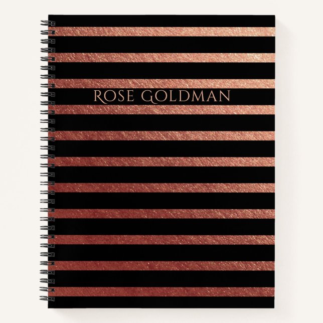 Black and Rose Gold Foil Personalized Notebook (Front)