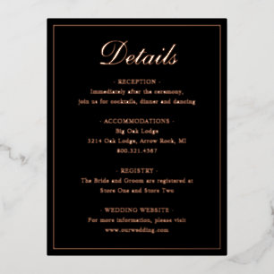 Black and Rose Gold Foil Wedding Enclosure Card