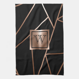 Black and Rose Gold Geometric Kitchen Towel