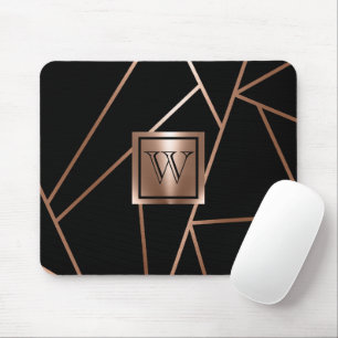Black and Rose Gold Geometric Mouse Pad