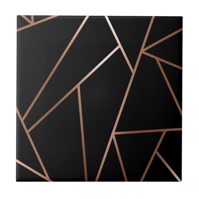 Black and Rose Gold Geometric Tile (Front)