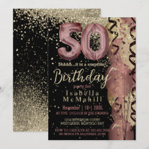 Black and Rose Gold Glitter 50th Birthday