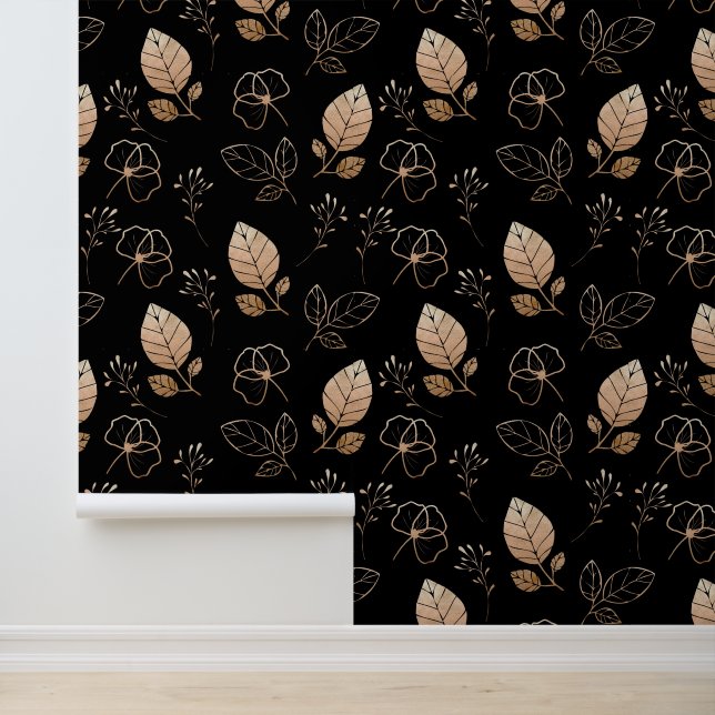 Black and rose gold leaf wallpaper (Application)