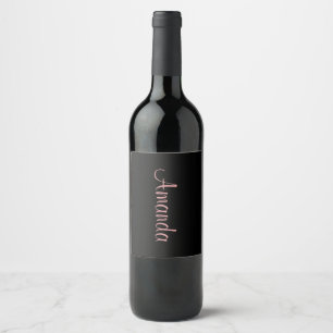 Black and Rose Gold personalized Wine Label