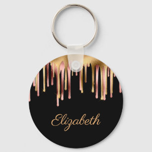 black and rose gold sparkling foil keychain