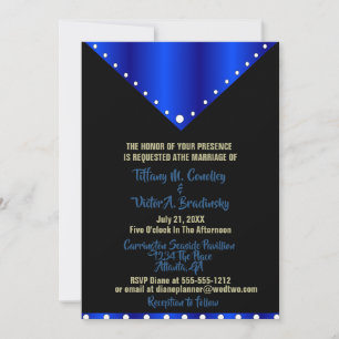 Black and Royal Blue Elegant Modern Wedding  Invitation