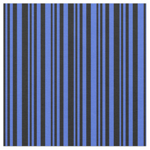 Black and Royal Blue Lined Pattern Fabric