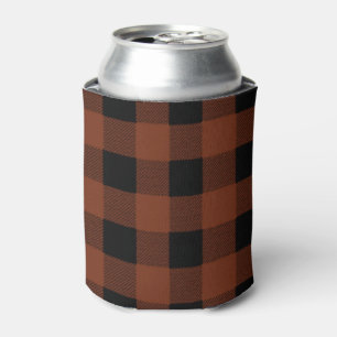Black and Rust Lumberjack Plaid Can Cooler