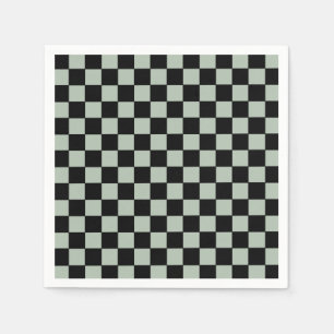 Black and Sage Green  Checkered Napkin