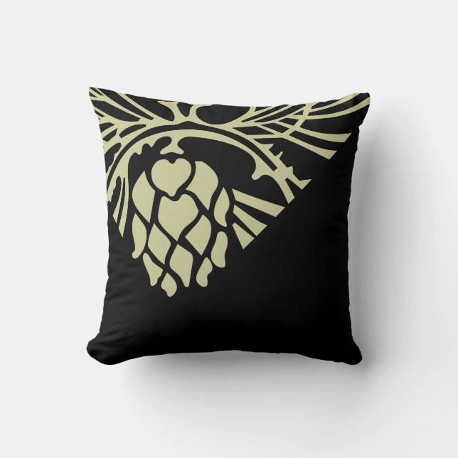 black and sage pine cone throw pillow (Front)