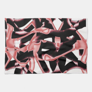 Black and salmon scraps, destroyed tapes on white kitchen towel