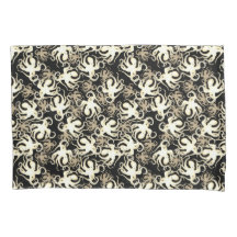 Black And Sepia Repeating Motif | Octopus Pattern