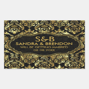 Black And Shiny Gold Floral Damasks Pattern Sticker