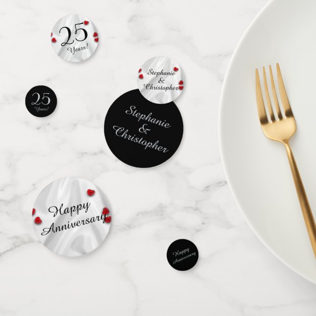 Black and Silver 25th Anniversary Table Decoration Confetti (Group)