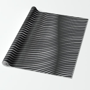 black and silver abstract design wrapping paper