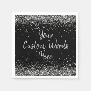 Black and Silver Anniversary Party Birthday Party Napkin