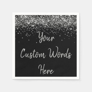 Black and Silver Anniversary Party Birthday Party Napkin