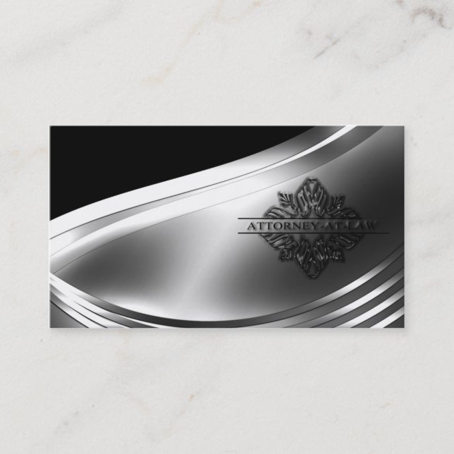 Black and Silver Attorney-at-Law Business Card (Front)