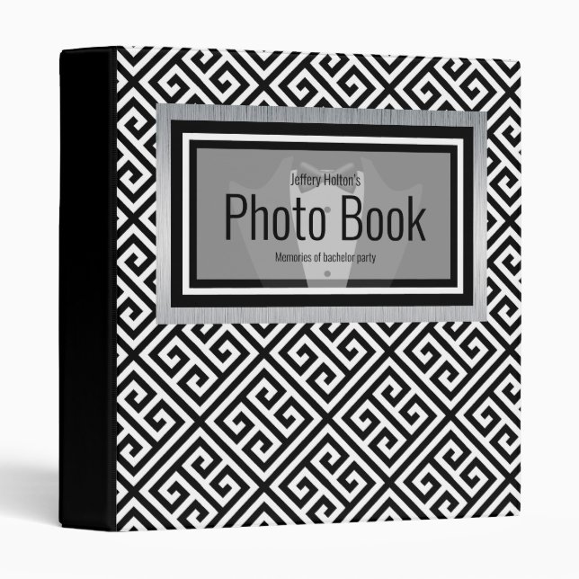 Black and silver bachelor party custom 3 ring bind binder (Front/Spine)