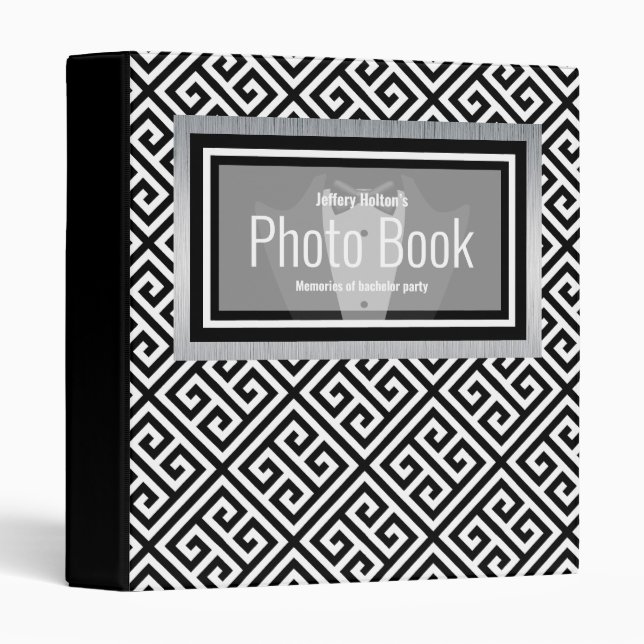 Black and silver bachelor party custom 3 ring bind binder (Front/Spine)