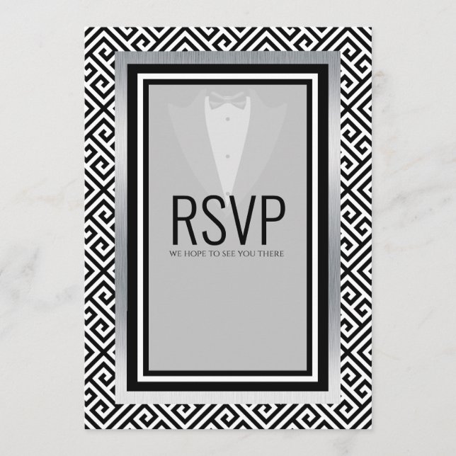 Black and silver bachelor party custom menu (Front)