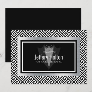 Black and silver Bachelor party Thank You Card