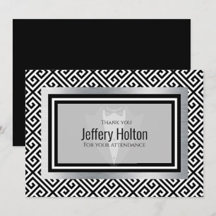 Black and silver Bachelor party Thank You Card