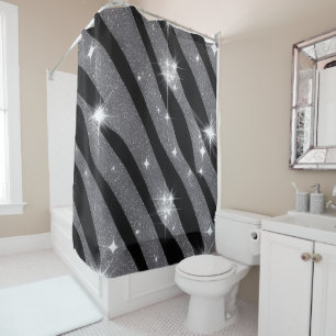 Black and Silver Bling Shower Curtain