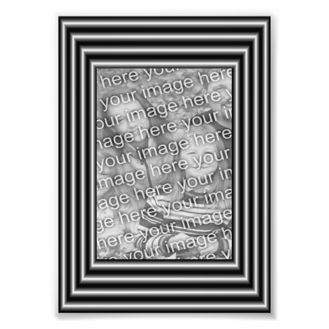Black And Silver Border Frame Template Photo Print (Front)