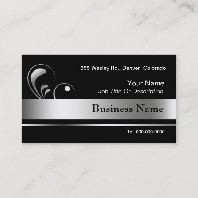 Black and Silver Business Card Templates (Front)