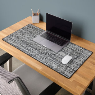 Black and Silver Canvas Texture Desk Mat