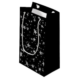 Black and Silver Celestial Star  Small Gift Bag