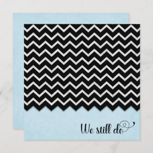 black and silver chevron design on blue invitation