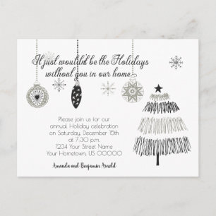 Black and Silver Christmas Holiday Party Invite   Postcard