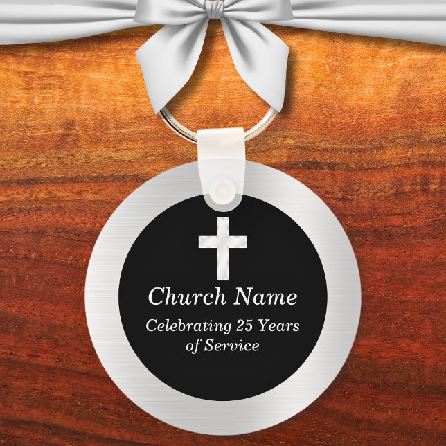 Black and Silver Church Anniversary Party  Keychain (Black and Silver Church Anniversary Party Keychains)