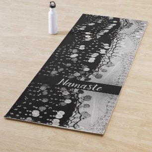  Black and Silver Coins Personalized  Yoga Mat