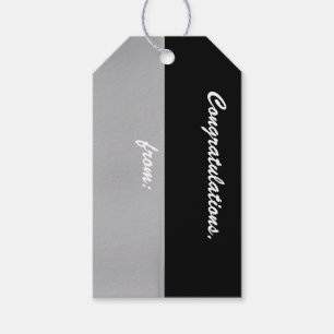 Black and Silver Congratulations Gift Tag