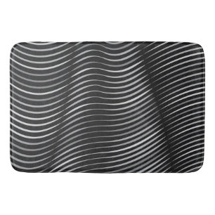 Black and Silver Contemporary Abstract Bath Mat