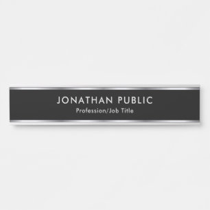 Black And Silver Custom Professional Glam Elegant Door Sign