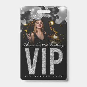 Black and Silver Customizable VIP All Access Badge